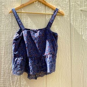Pretty floral blouse with straps and eyelet